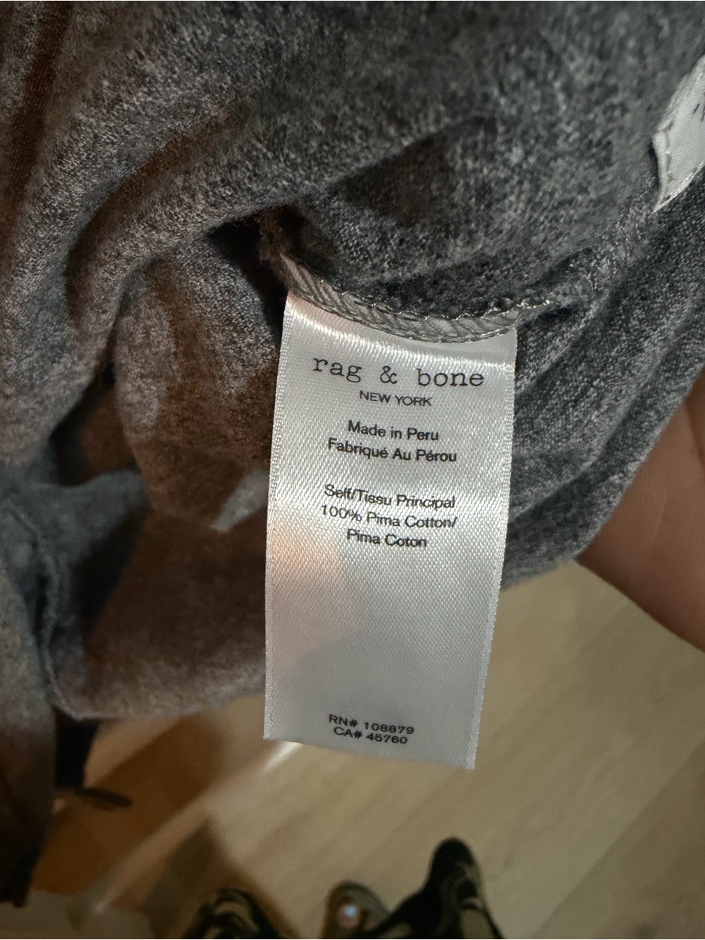 rag & bone Heather Gray Tee with Red MERCI Graphic - Picture 6 of 8